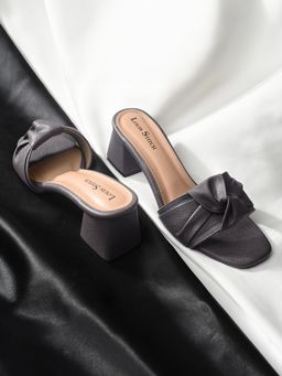 Louis Stitch - Women Grey Open Toe Bow Strap Lightweight Sandal Heels