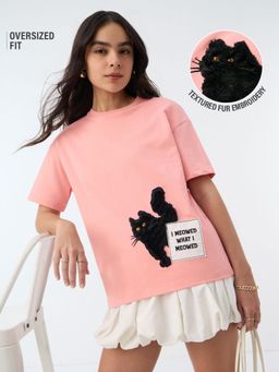 The Souled Store - Tss Originals: Hear My Meow Women Oversized T-Shirts