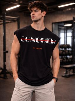 The Fit Theory - Men Oversized Boxy Black T-Shirt