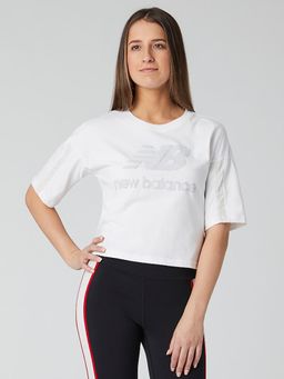 New Balance - Women Half Sleeves White T-Shirt