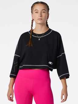 New Balance - Women Three Fourth Sleeves Black T-Shirt
