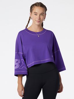 New Balance - Women Three Fourth Sleeves Purple T-Shirt