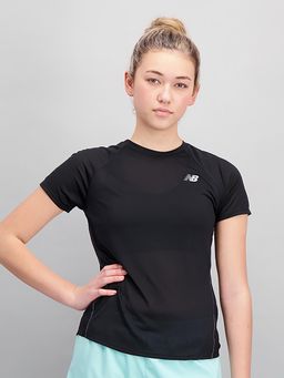 New Balance - Women Half Sleeves Black T-Shirt