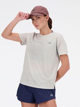 New Balance - Women Half Sleeves Grey T-Shirt