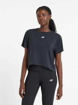 New Balance - Women Half Sleeves Black T-Shirt