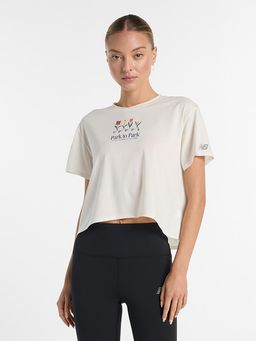 New Balance - Women Half Sleeves Cream T-Shirt