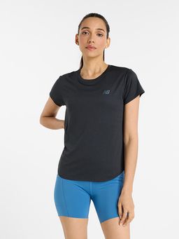 New Balance - Women Half Sleeves Black T-Shirt
