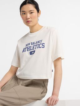 New Balance - Women Half Sleeves Cream T-Shirt