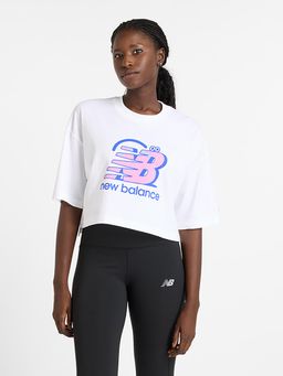 New Balance - Women Half Sleeves White T-Shirt