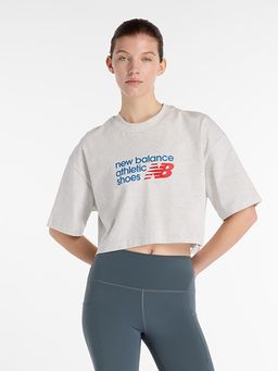 New Balance - Women Half Sleeves Grey T-Shirt