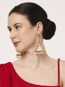 OOMPH - Hand Printed Meenakari Jhumka Earrings Radha Krishna Design