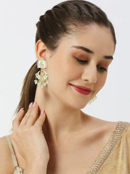 OOMPH - White and Pink Ethnic Meenakari Drop Earrings