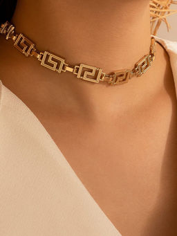 OOMPH - Gold Tone Geometric Choker Necklace