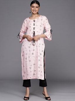 Libas - Pink Cotton All-Over Printed Straight Kurta