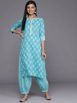 Libas - Blue Cotton All-Over Printed Straight Kurta