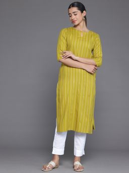 Libas - Green Woven Design Straight Viscose Rayon Kurta