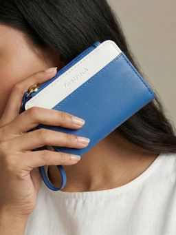Fastrack - Powder Blue Colour-Blocked Wallet With Wristlet For Women