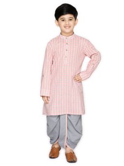SAKA DESIGNS - Boys Pink Color Printed Cotton Dhoti Kurta (Set of 2)