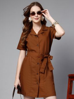 Style Quotient - Women PV Shirt Tan Dress