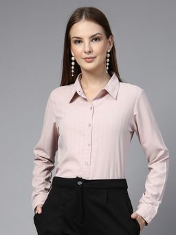 Style Quotient - Women Solid Nude Slim Fit Casual Shirt