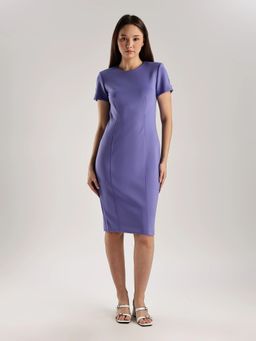 Calvin Klein - Polyester Purple Round Neck Sheath Dress