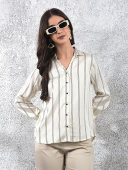 CRIMSOUNE CLUB - Women White Casual Full Sleeves Slim Fit Shirt