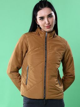 Freehand - Women Polyester Brown Solid Hooded Jacket