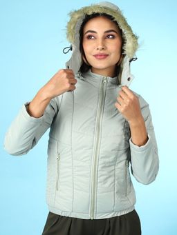 Freehand - Women Polyester Green Solid High Neck Jacket