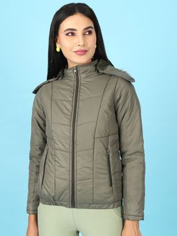 Freehand - Women Polyester Olive Solid High Neck Jacket