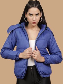 Freehand - Women Polyester Blue Solid High Neck Jacket