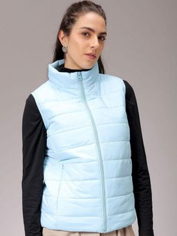 Freehand - Women Polyester Blue Solid High Neck Jacket