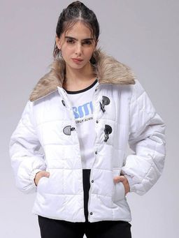 Freehand - Women Polyester White Solid Collar Neck Jacket
