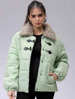 Freehand - Women Polyester Green Solid Collar Neck Jacket