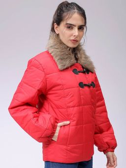 Freehand - Women Polyester Red Solid Collar Neck Jacket