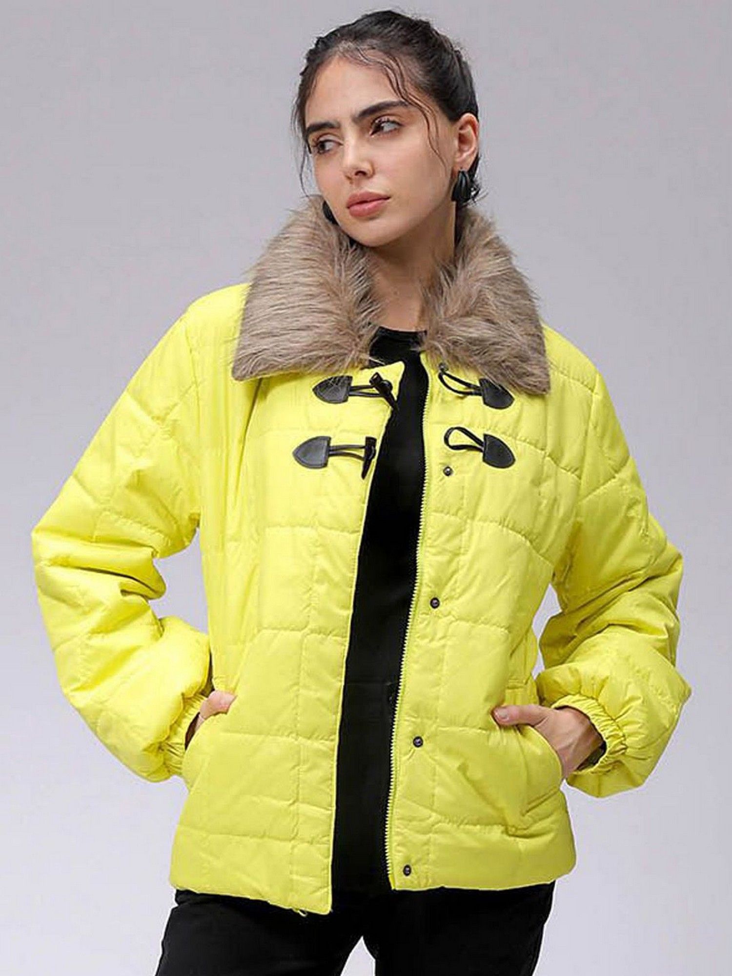 freehand Women Polyester Yellow Solid Collar Neck Jacket-picture-10