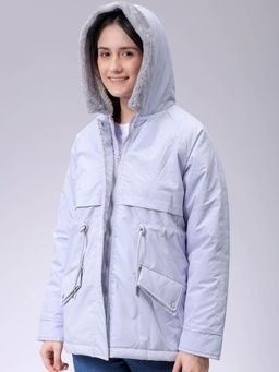 Freehand - Women Polyester Purple Solid Hooded Jacket
