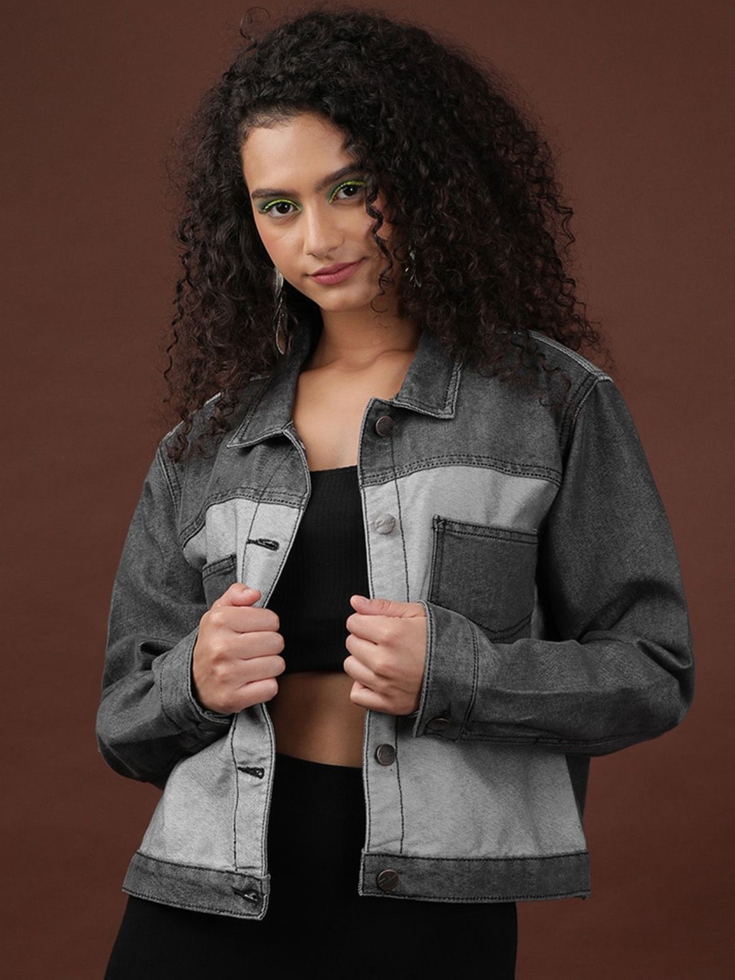 freehand Women Polycotton Black Solid Collar Neck Jacket-picture-11