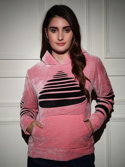Tandul - Pink Hooded Printed Full Sleeves Hoodie