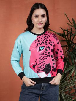 Tandul - Blue Round Neck Printed Full Sleeves Sweatshirt
