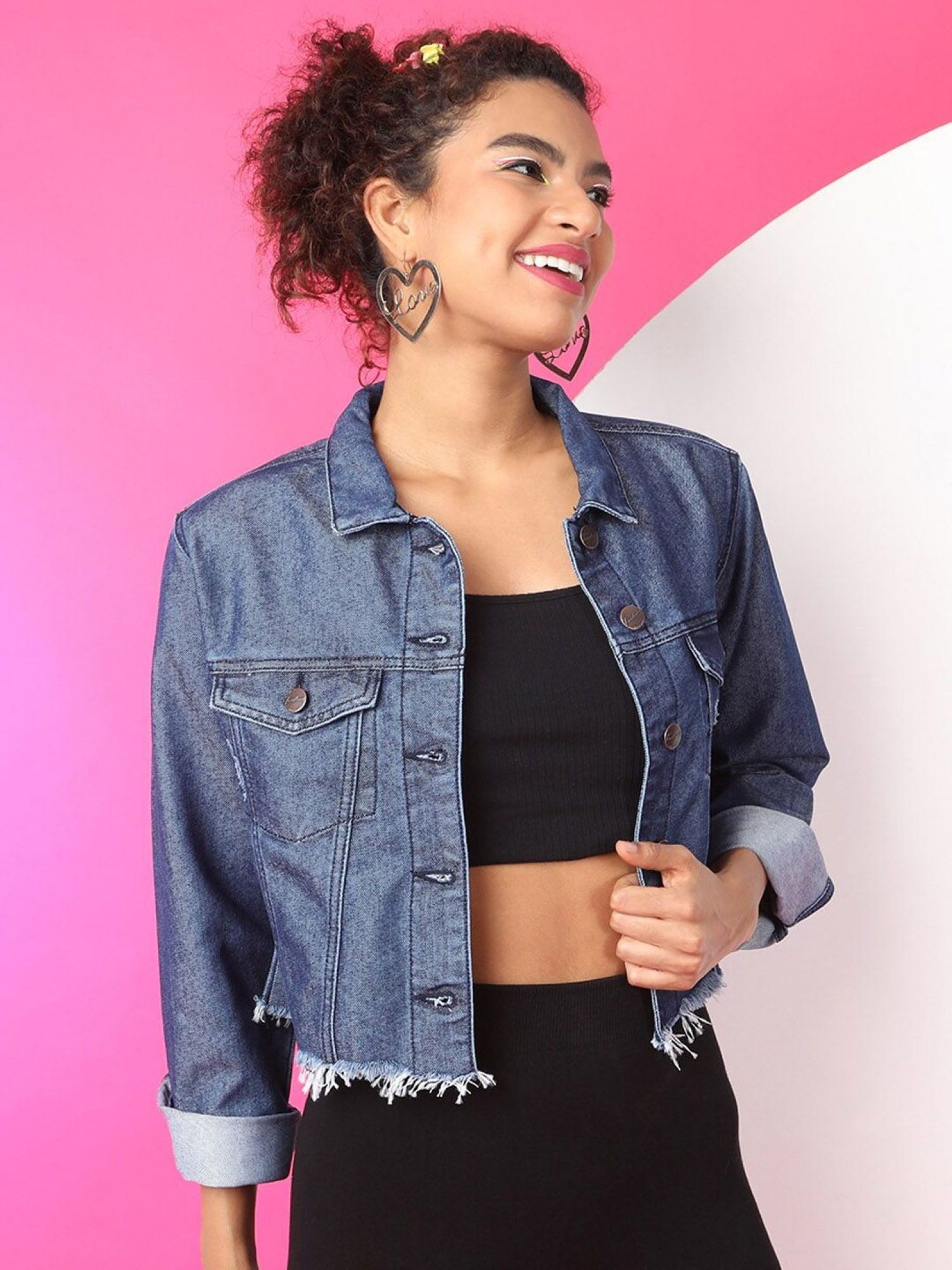 freehand Blue Women Cotton Solid Collar Neck Jacket-picture-36