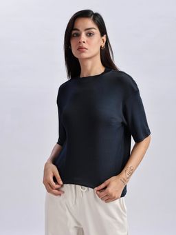 Calvin Klein - Blue Viscose Crew Neck Solid T-Shirt