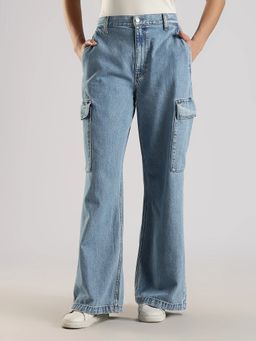 Calvin Klein - Blue Light-Wash Loose Fit High Rise Jeans