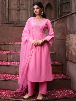 Aravalii - Blush Pearl Gotta Pink Kurta with Pant and Dupatta