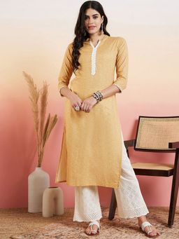 INDDUS - Women Straight Mustard Kurta with Pant