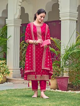 BERRYLICIOUS - Embroidered Pink Kurta with Pant and Dupatta
