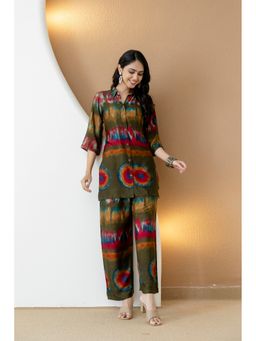 BERRYLICIOUS - Tie-Dye Printed Green Co-Ord Set