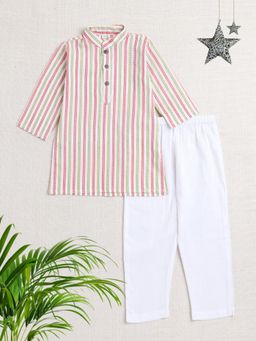 The Magic Wand - Boys Multi-Color Stripes Kurta with Pyjama (Set of 2)