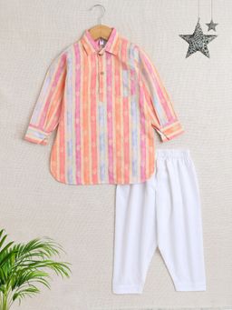 The Magic Wand - Boys Multi-Color Stripes Kurta with Pyjama (Set of 2)