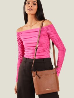 Accessorize London - Women's Brown Classic Messenger Bag (M)