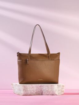 Accessorize London - Women's Tan Front Pocket Tote Bag (M)